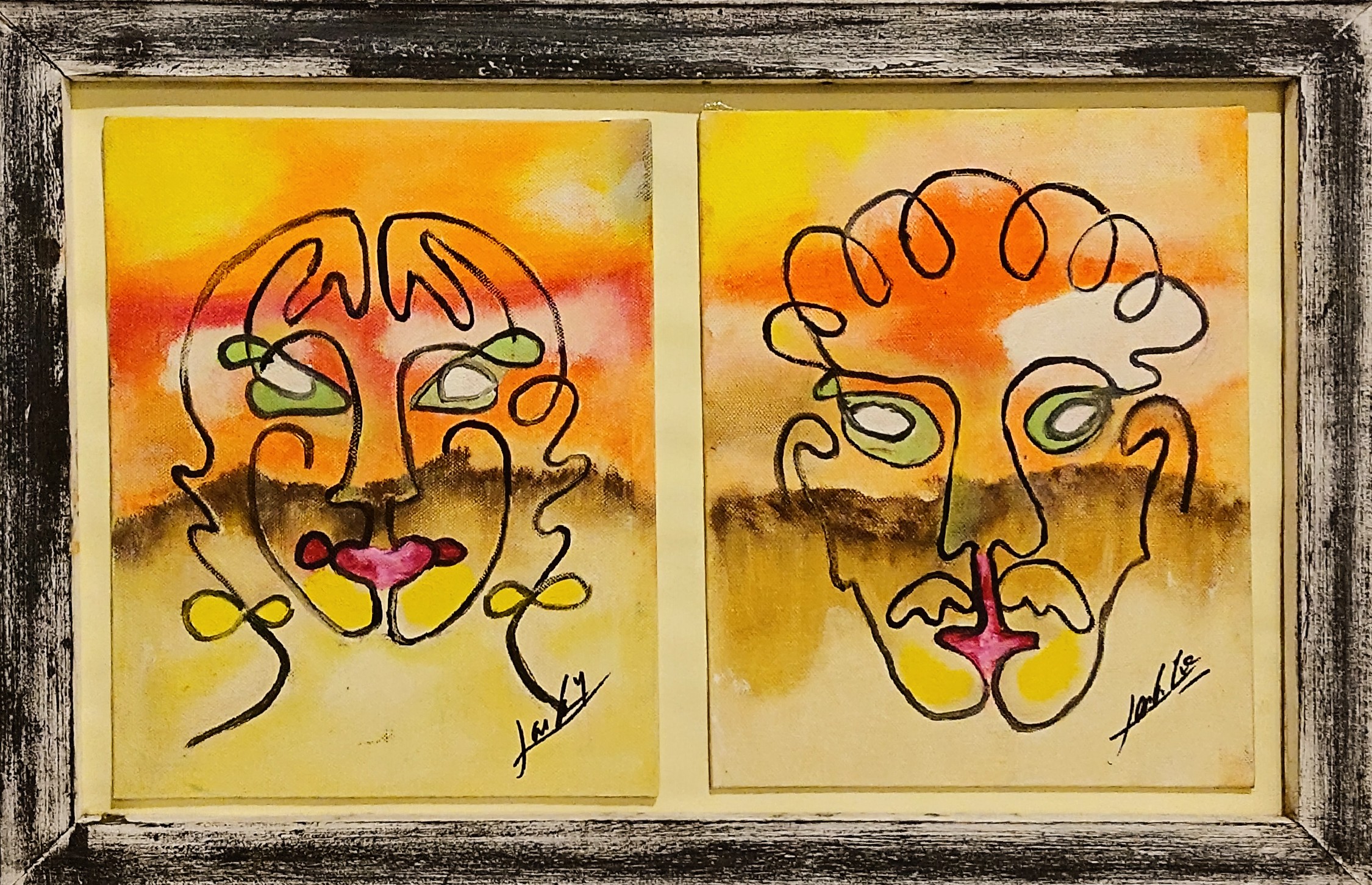 caras (marco) en oleo, 40 x 60cm
